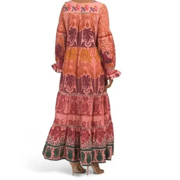 NWOT FARM Rio multi color Ainika Print Macaws Tiered Maxi Dress - Picture 4 of 9
